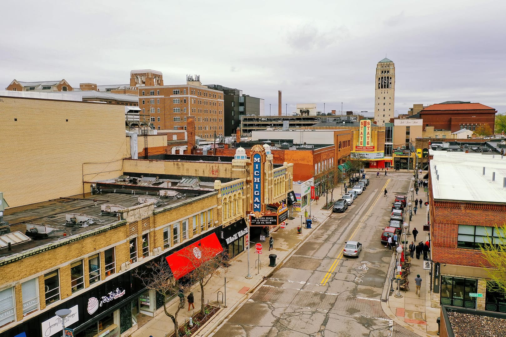 Aerial view of downtown Ann Arbor, Michigan