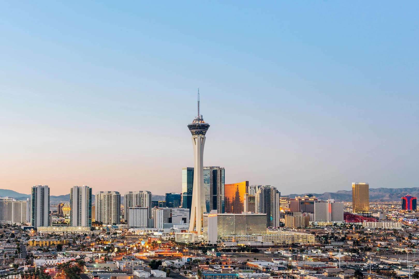 Las Vegas skyline at sunrise
