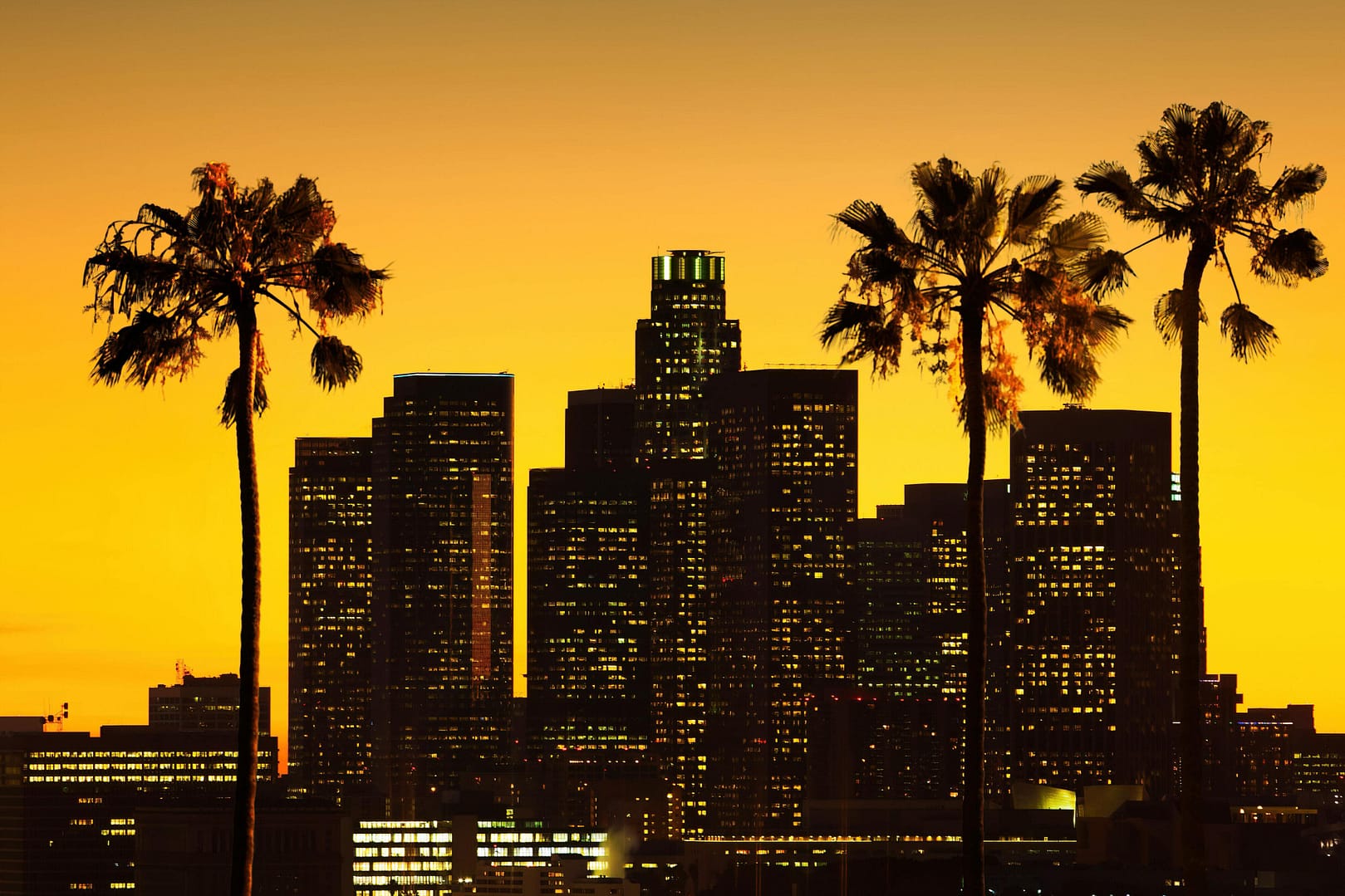 Los Angeles skyline at sunset