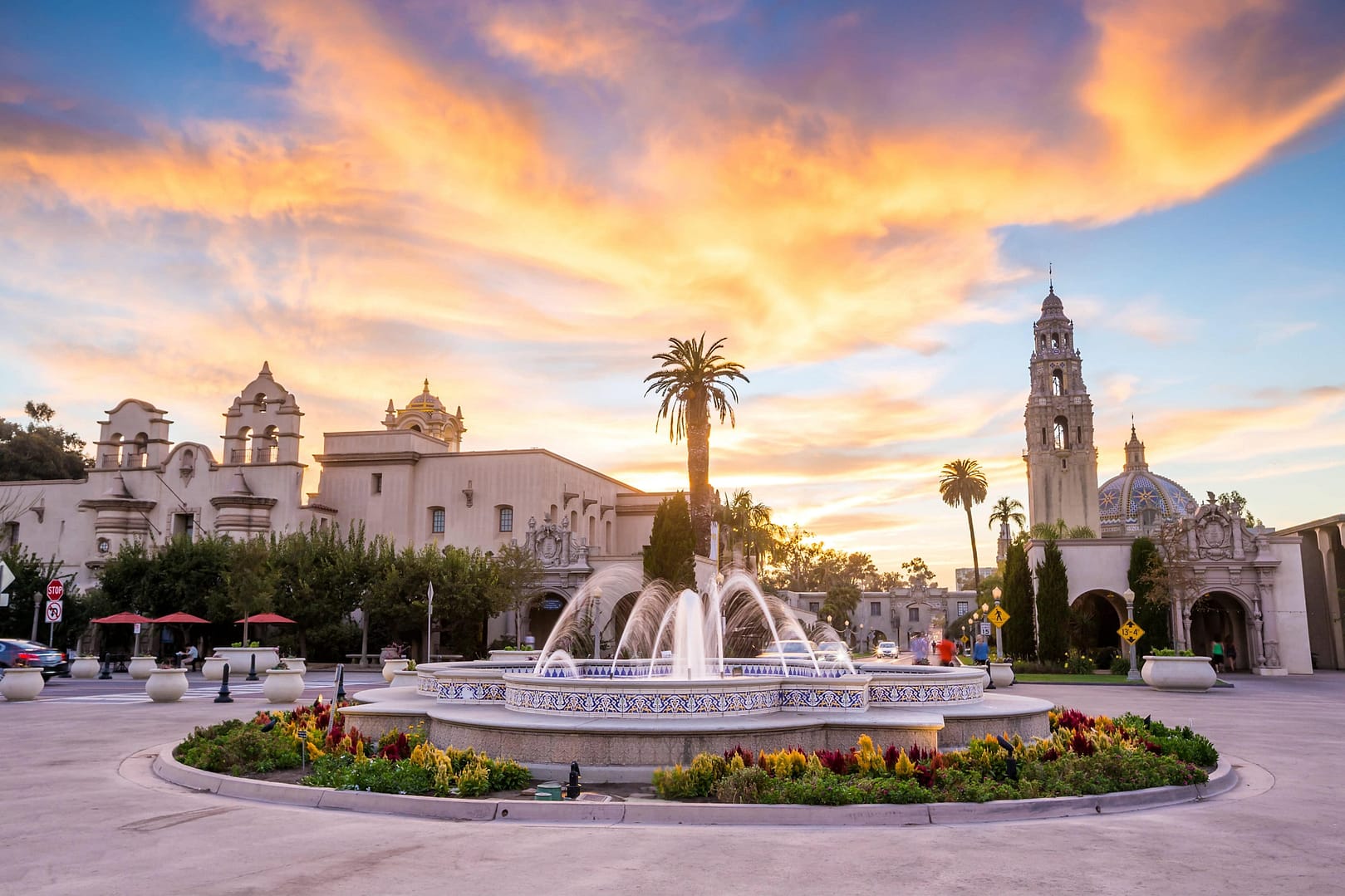 San Diego's Balboa Park at twilight in San Diego, California