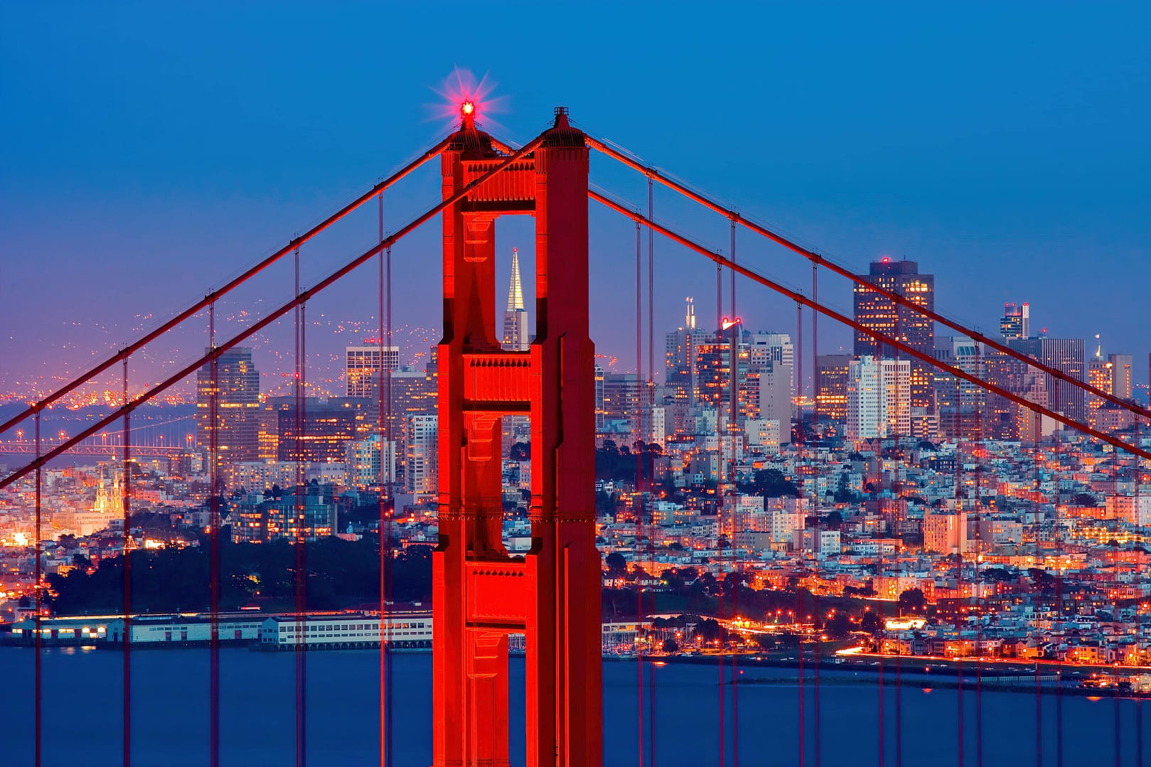 Golden Gate Bridge at sunset, San Francisco, California