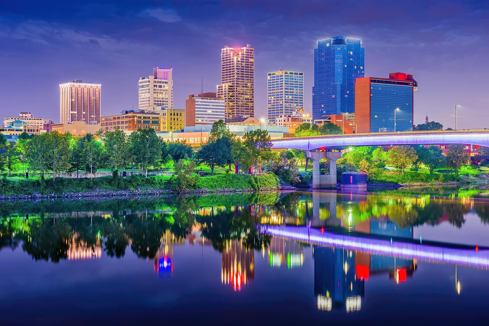Little Rock, Arkansas, USA downtown skyline on the Arkansas River