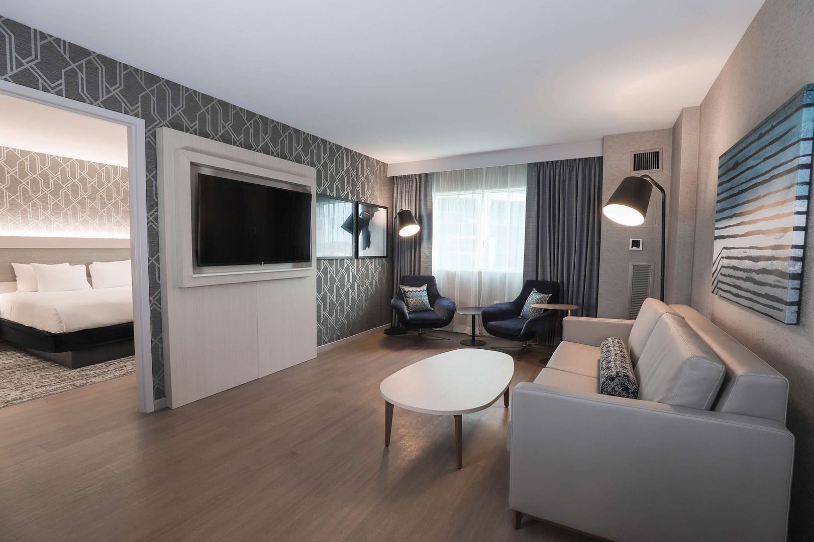 Living room view of Radisson Plaza Hotel at Kalamazoo Center