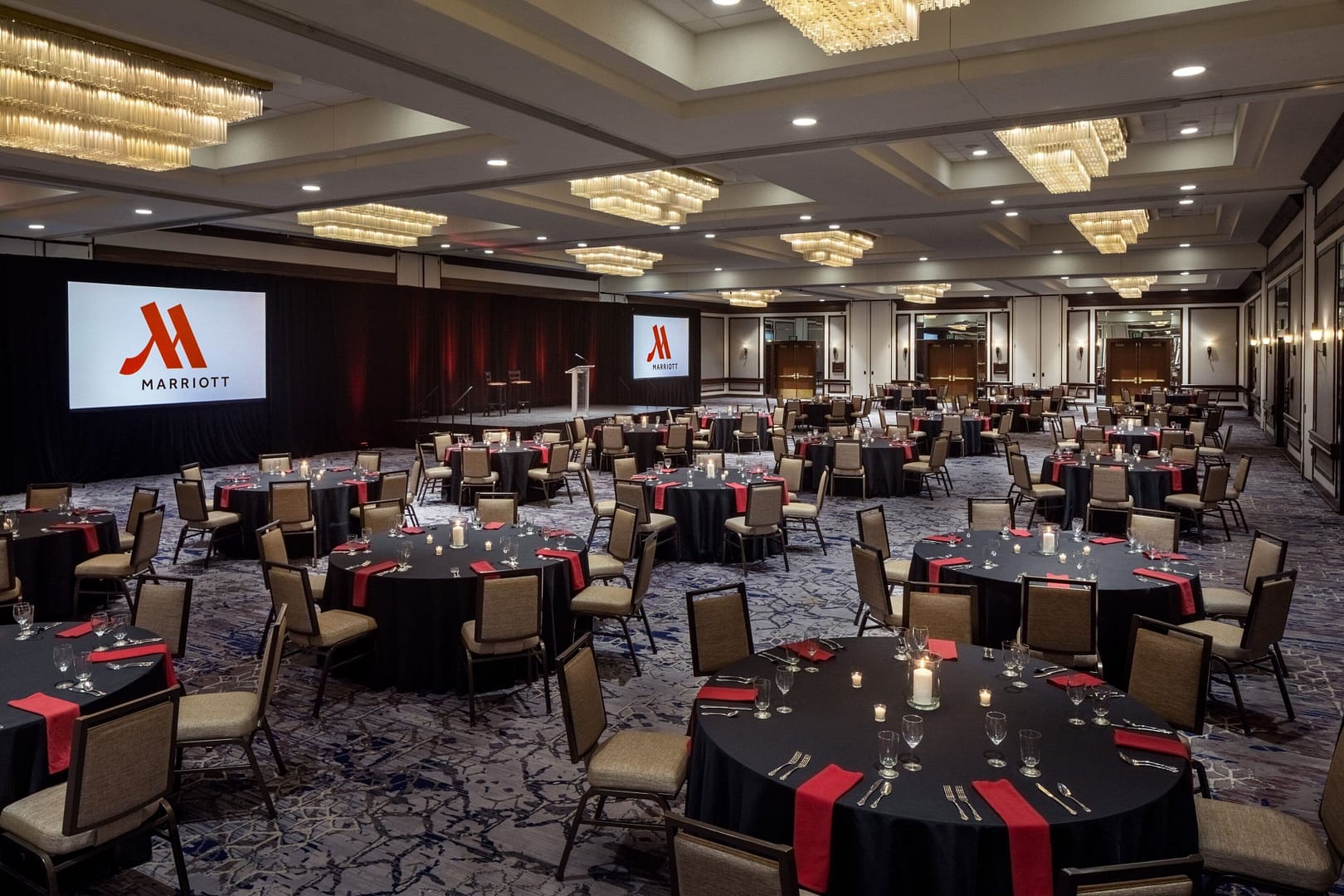 Banquet hall view of Indianapolis Marriott East