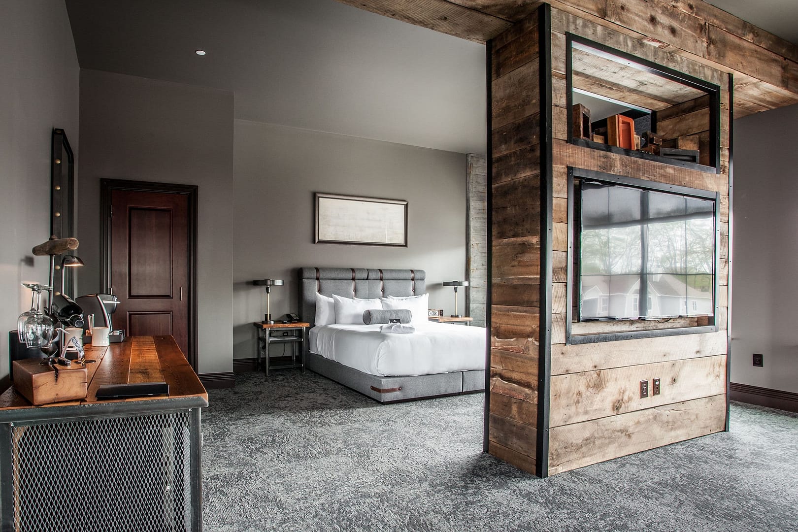 Bedroom view of Ironworks Hotel Indy