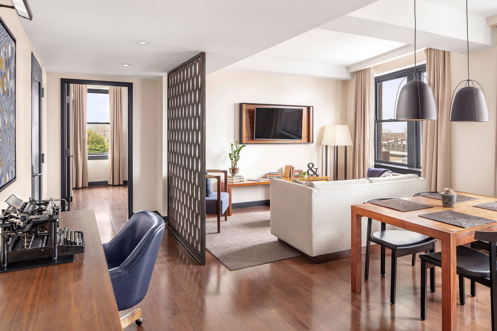 Living room view of The Press Hotel, Autograph Collection