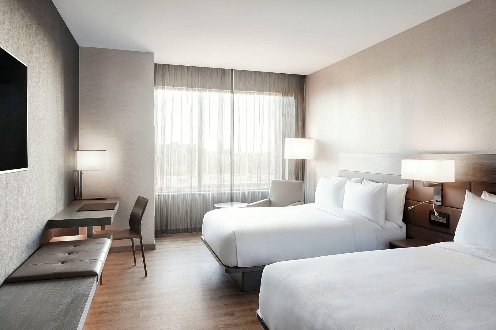 Bedroom view of AC Hotel Oklahoma City Bricktown