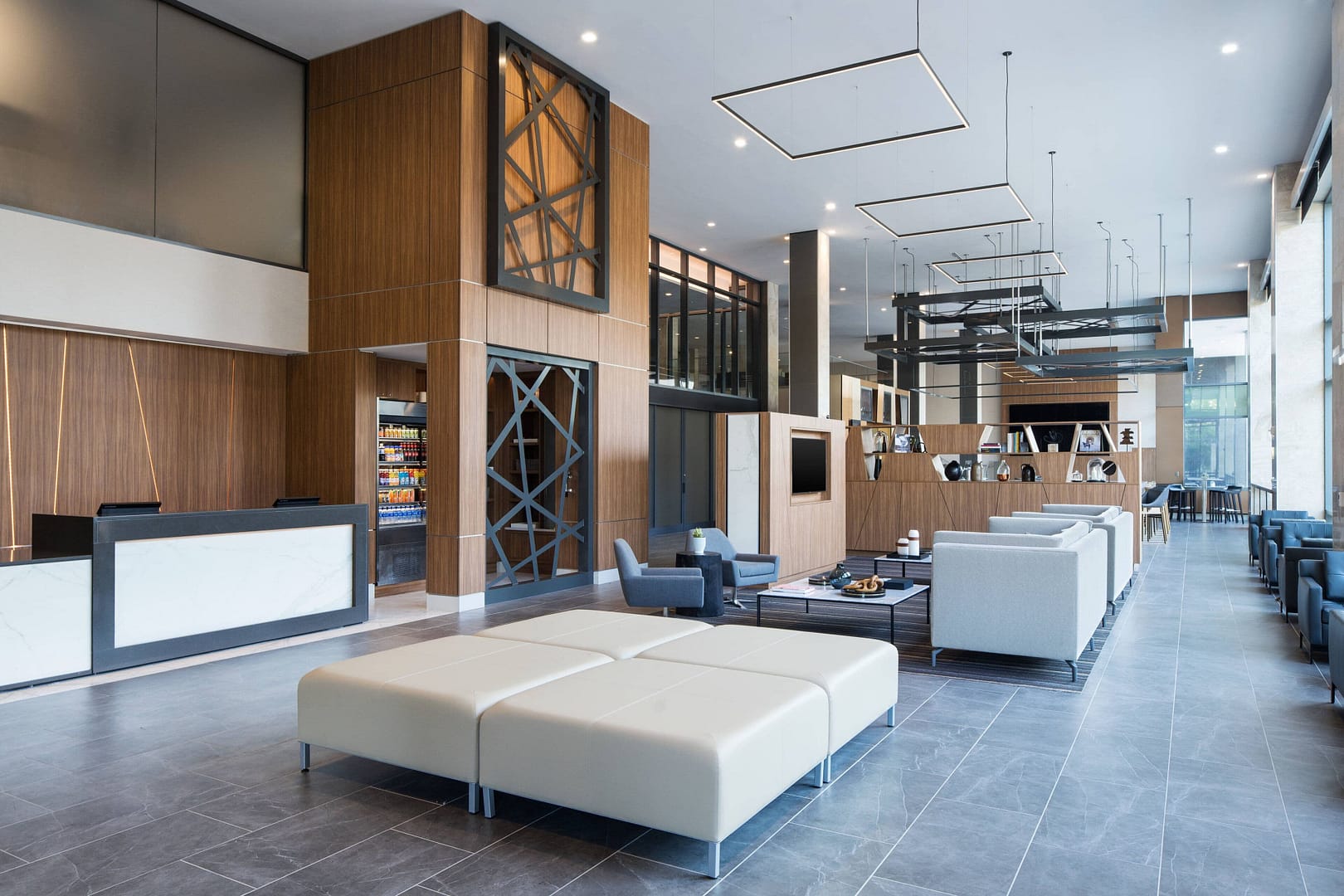 Lobby view of AC Hotel Louisville Downtown