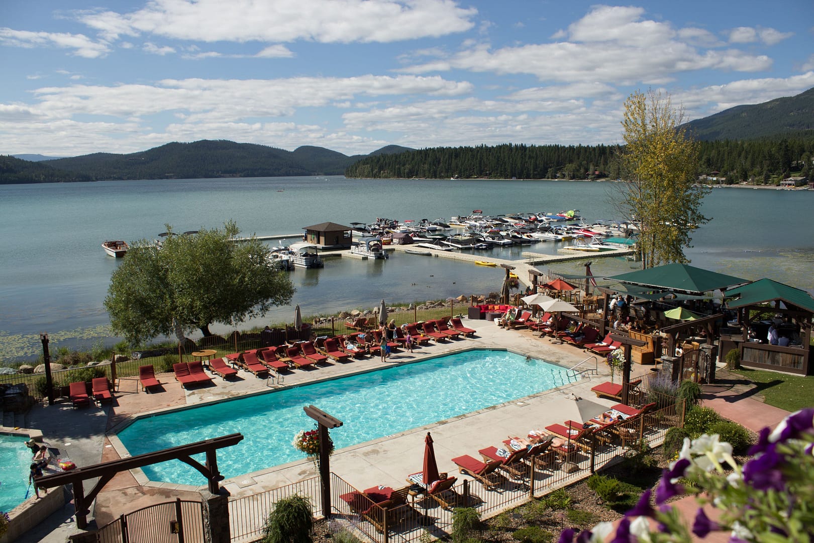 Pool view of Lodge at Whitefish Lake