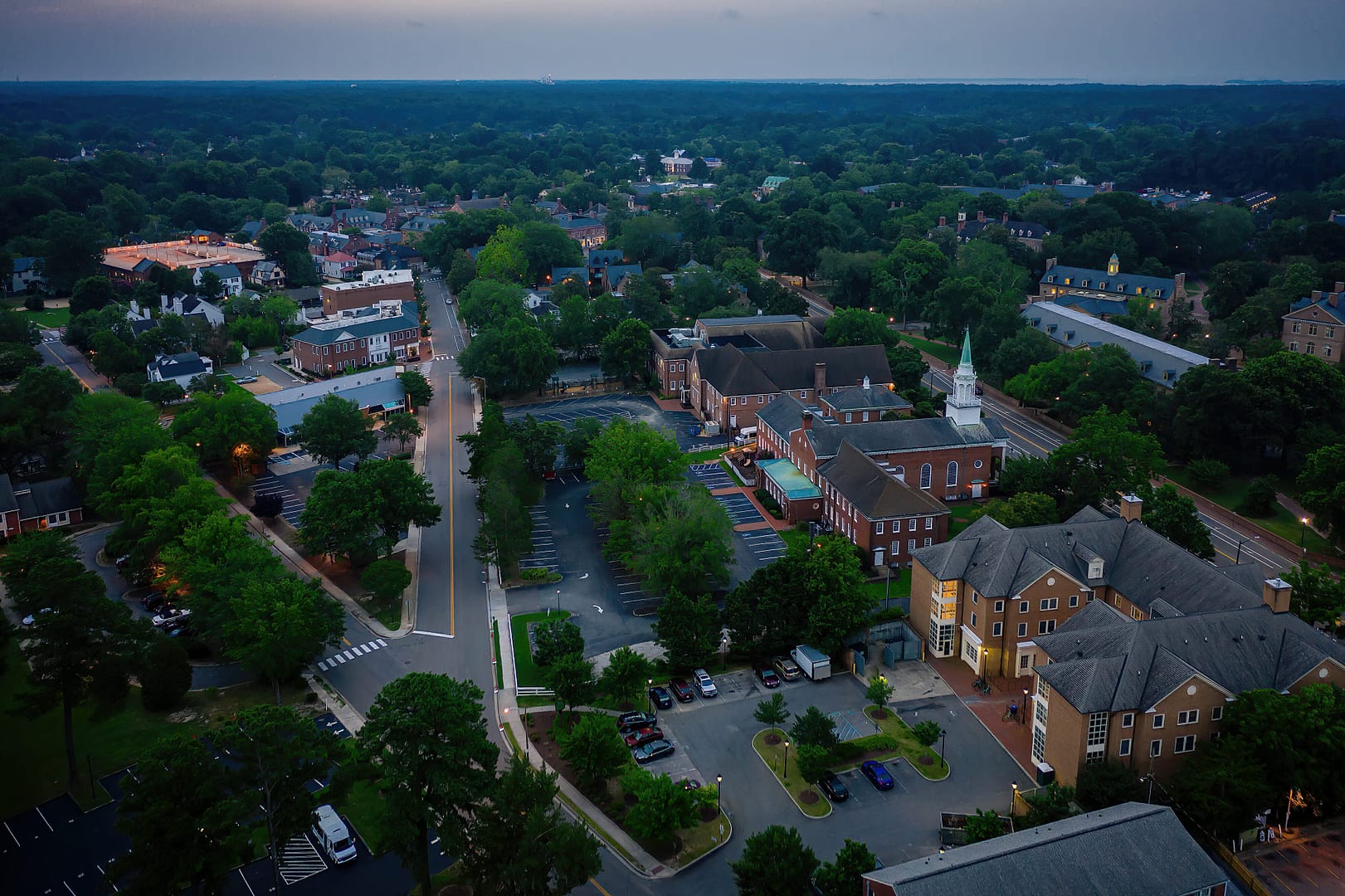 Aerial view of Williamsburg Virginia