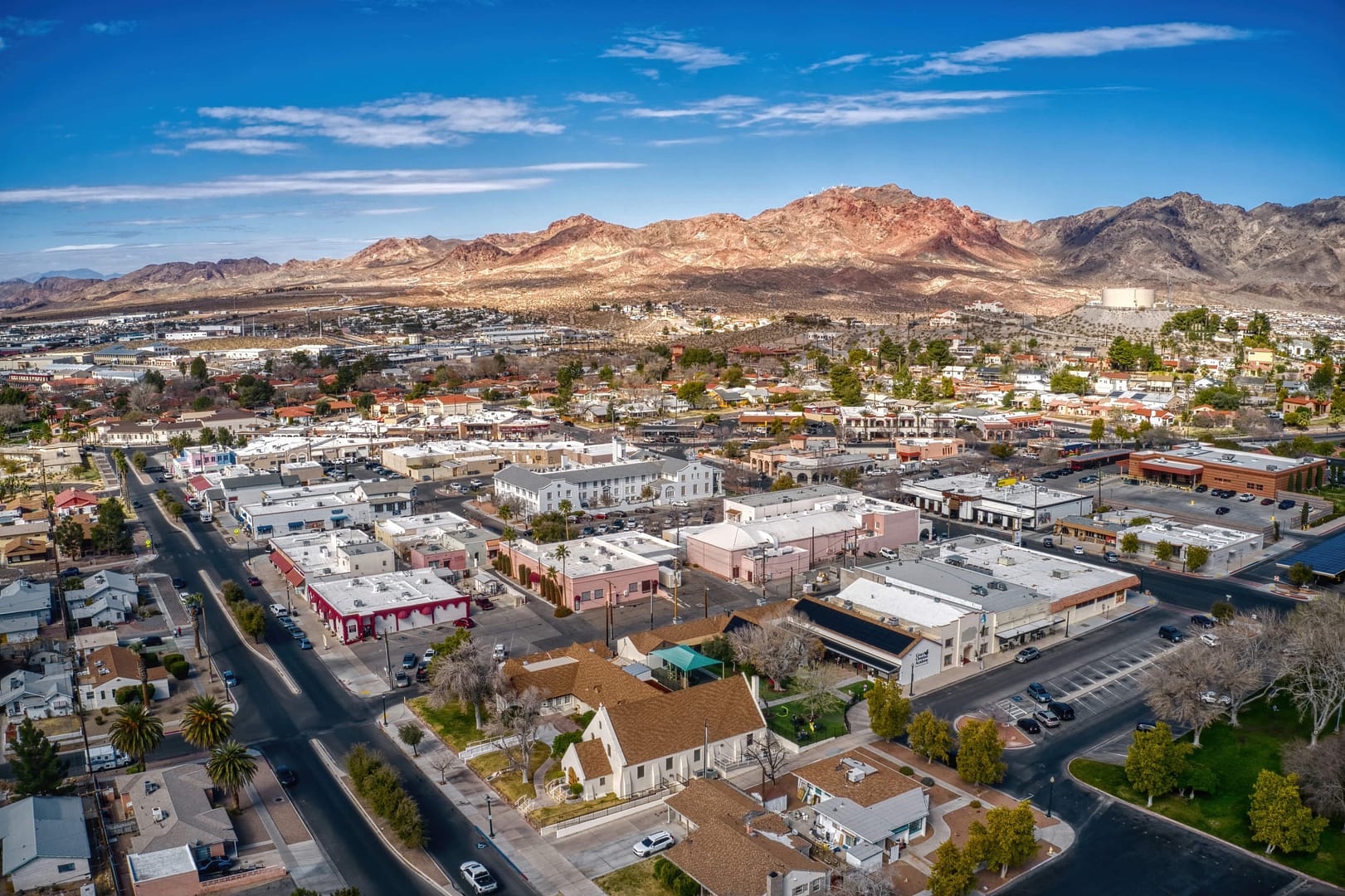 Aerial view of Downtown Boulder City in Nevada
