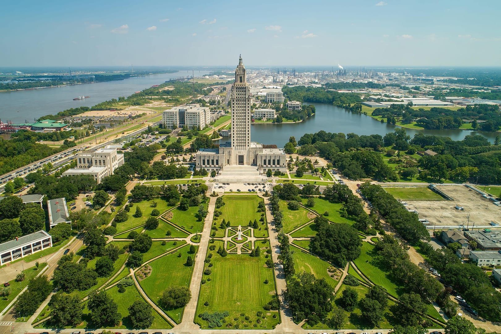 Aerial view of State Capitol Park Baton Rouge Louisiana