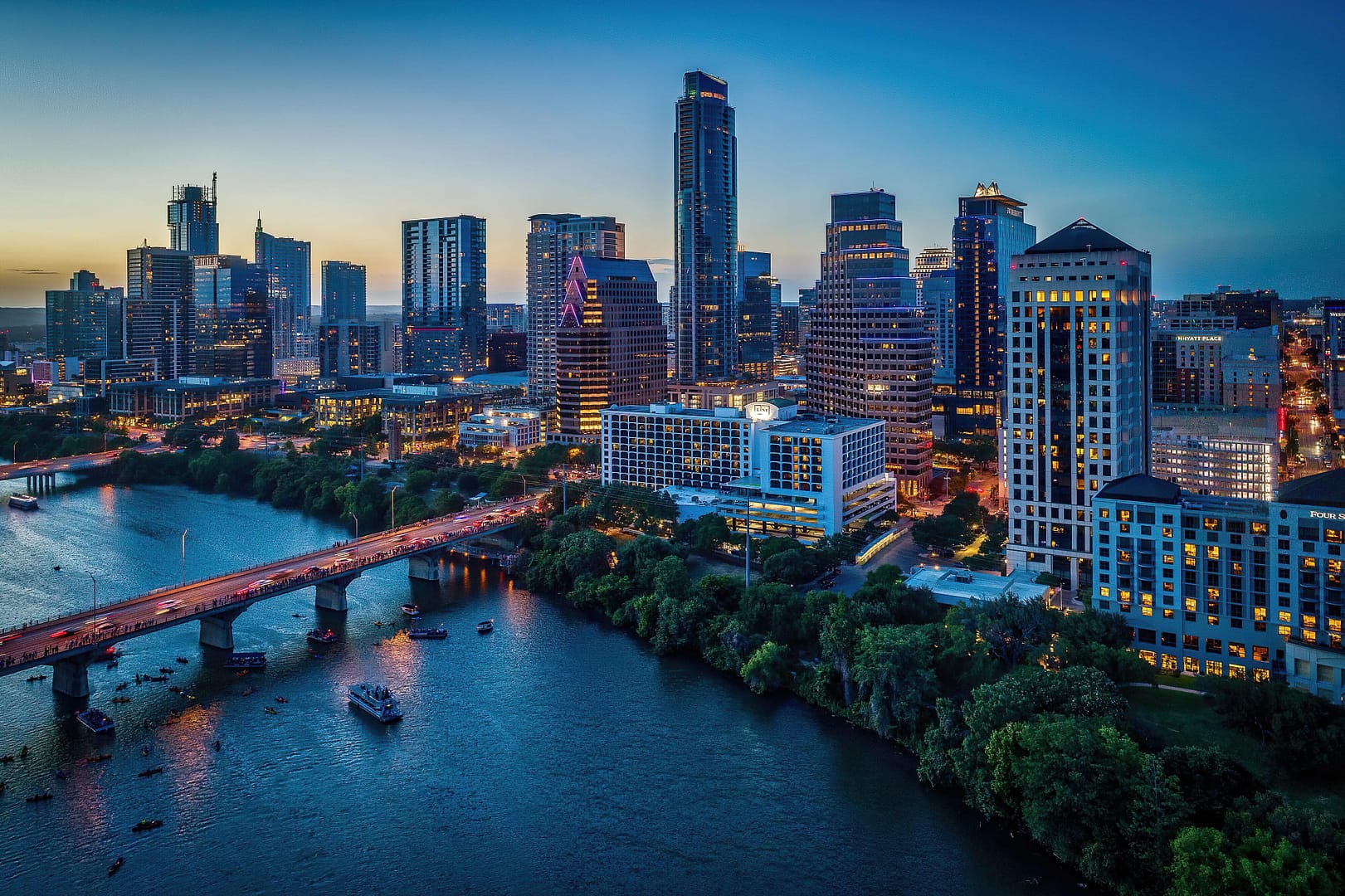 Austin, Texas skyline at sunset