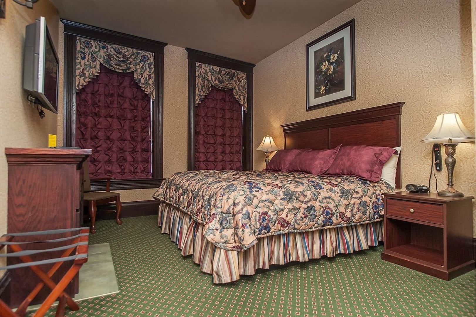 Bedroom view of Hickok’s Hotel & Suites