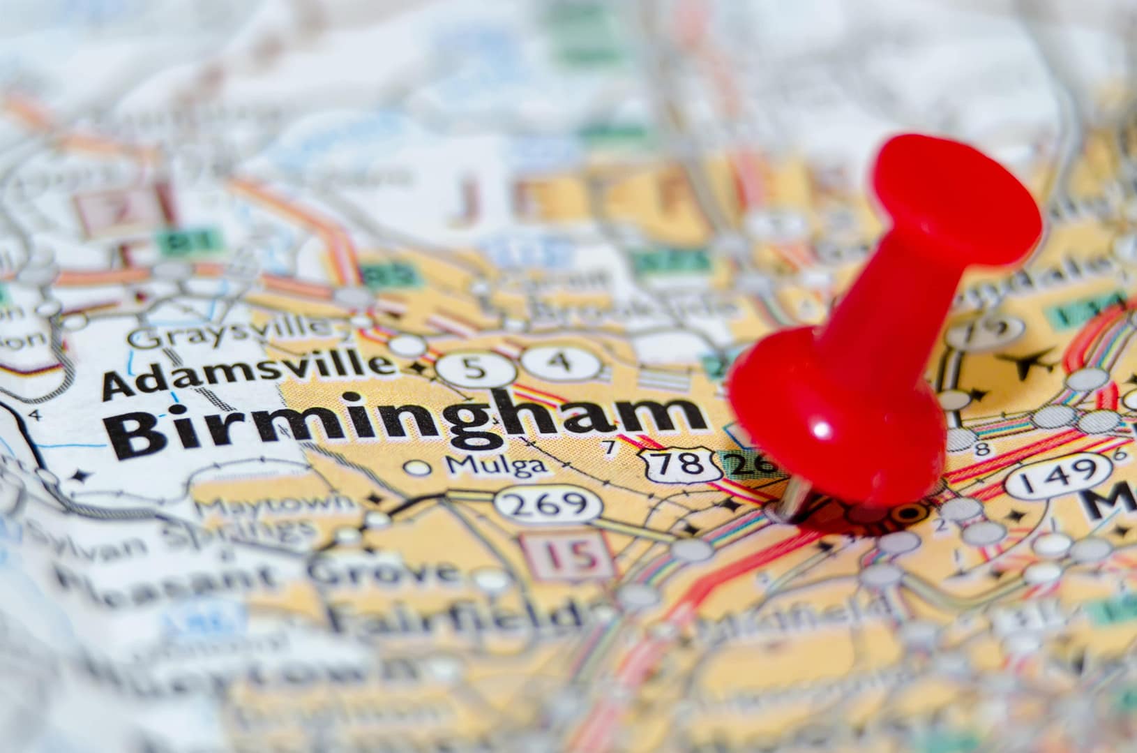 Birmingham, Alabama city pin on the map