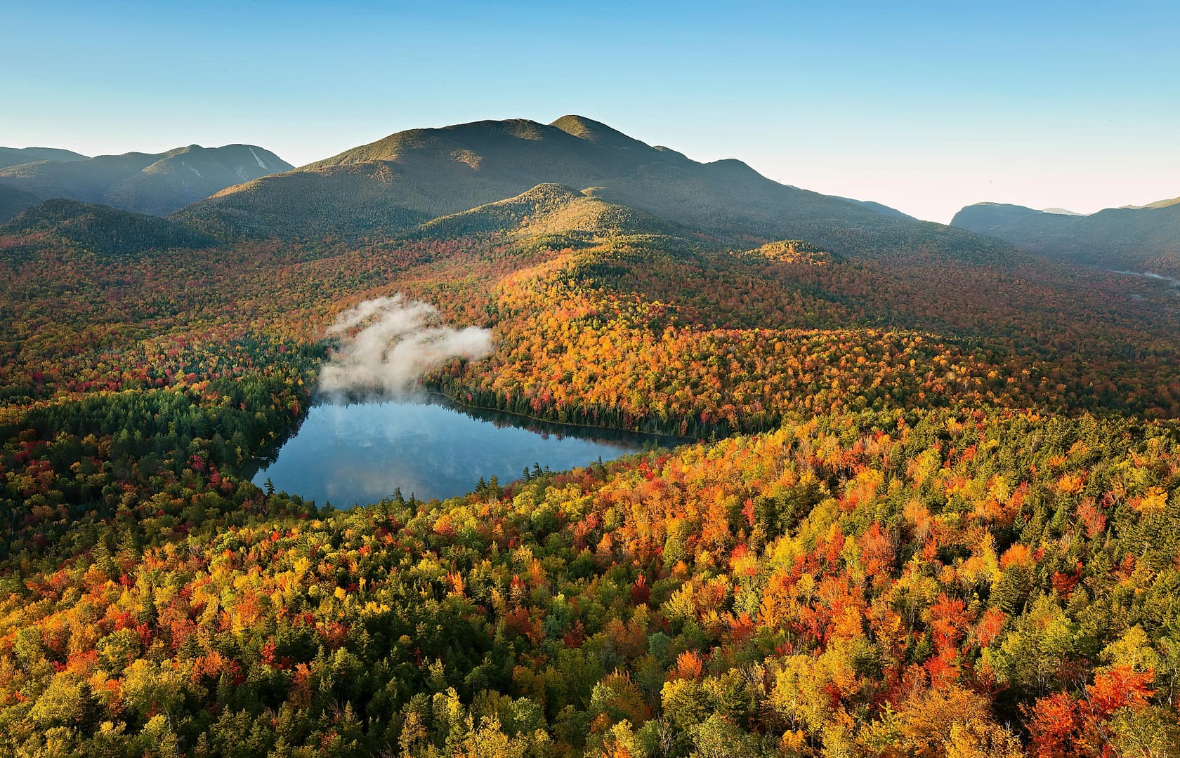Beautiful morning overlooking Heart Lake in the Adirondacks