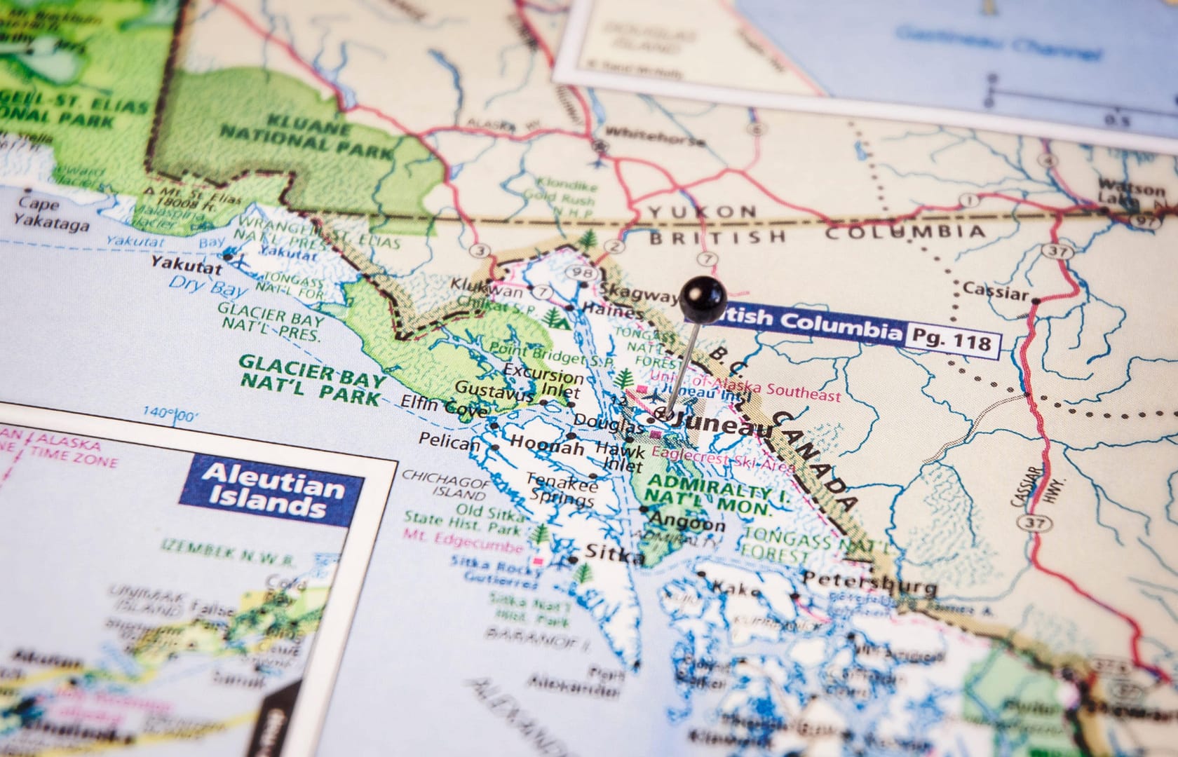 Travel road map of Juneau, Alaska