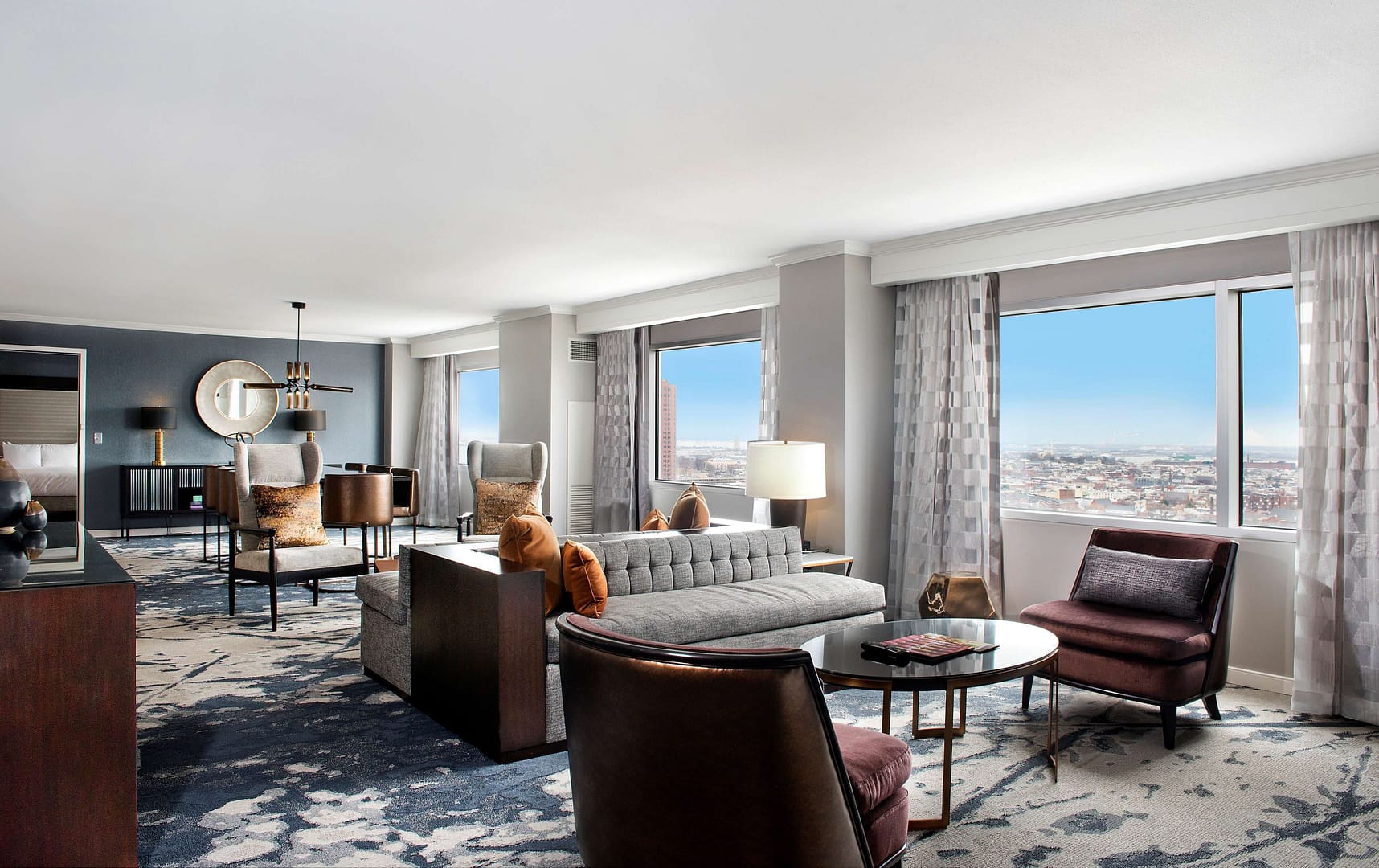 Living room view of Hilton Baltimore Inner Harbor