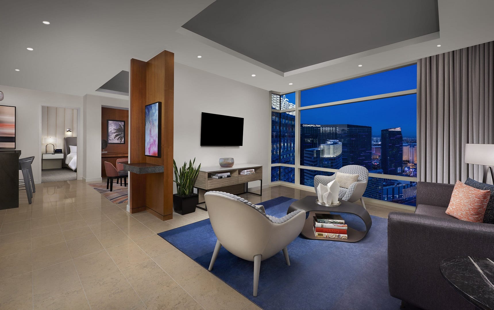 Living room view of ARIA Sky Suites