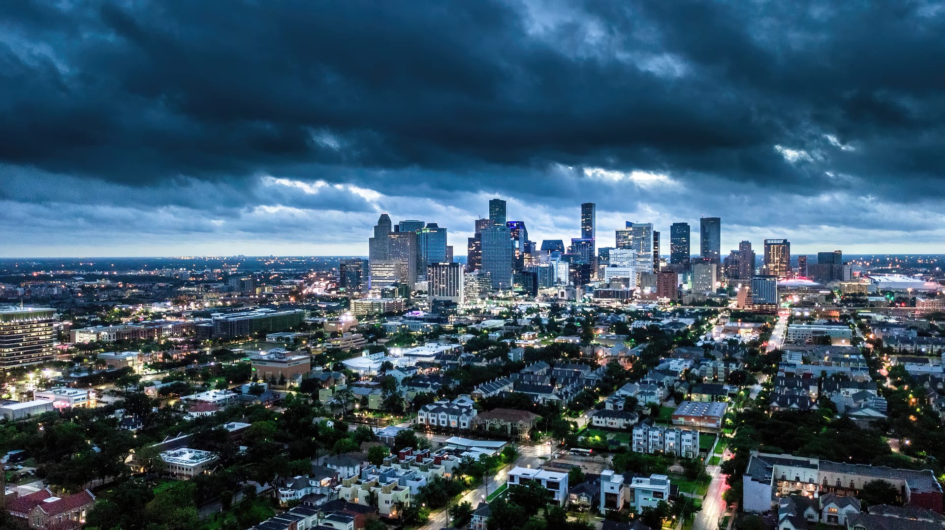 Aerial photo of Houston's weather before Harvey Storm