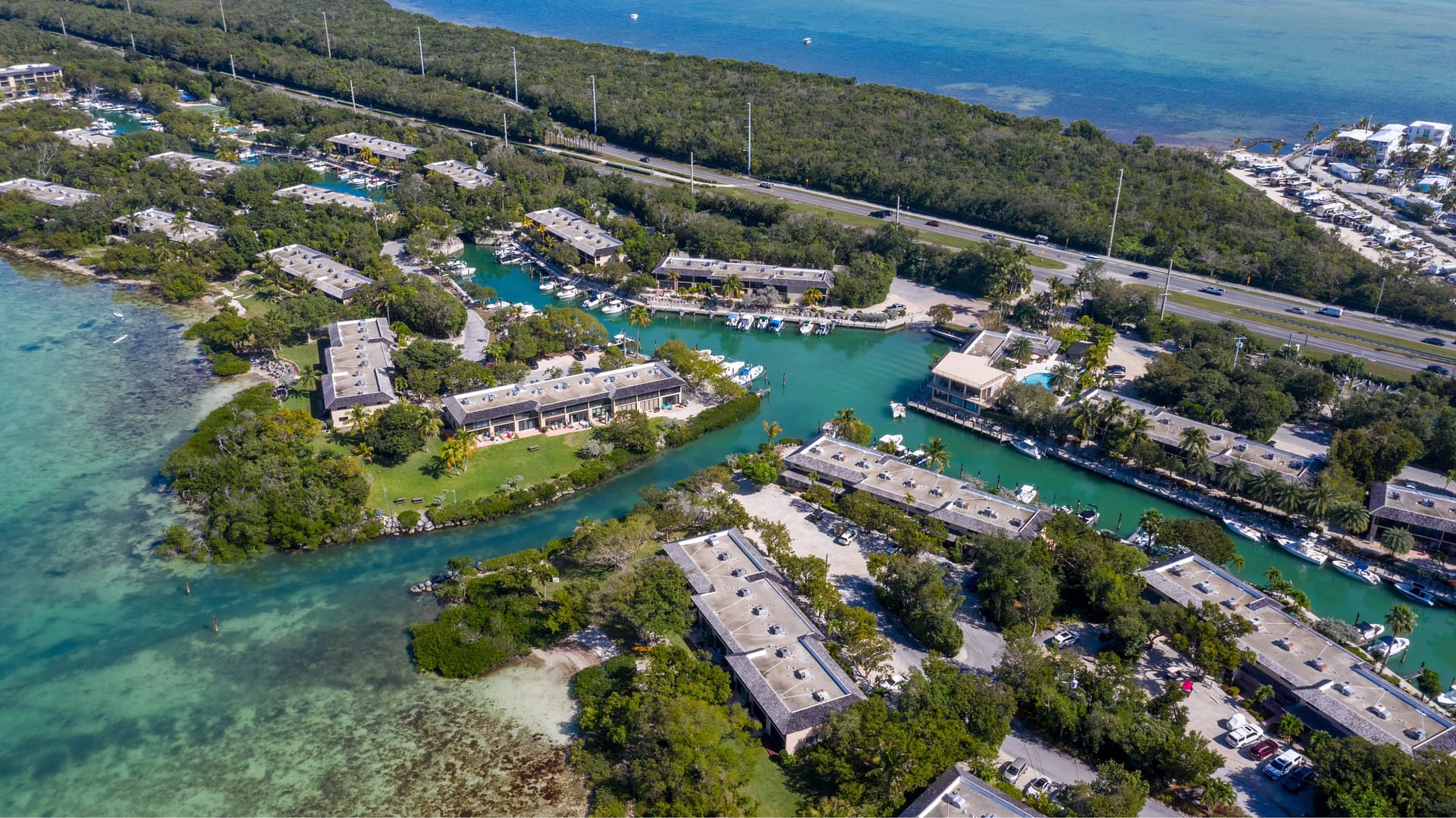 Aerial view of Buttonwood Bay, Key Largo, Florida Keys