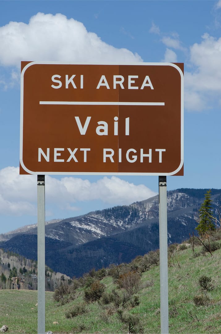 Vail ski area road sign