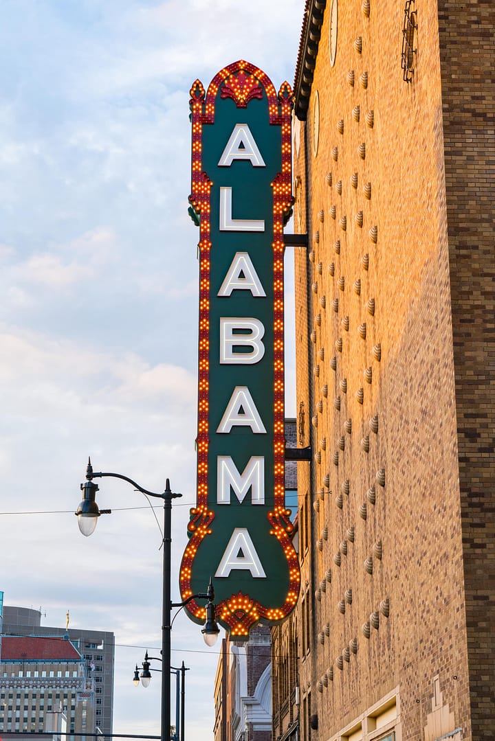 Alabama Theater sign in Birmingham