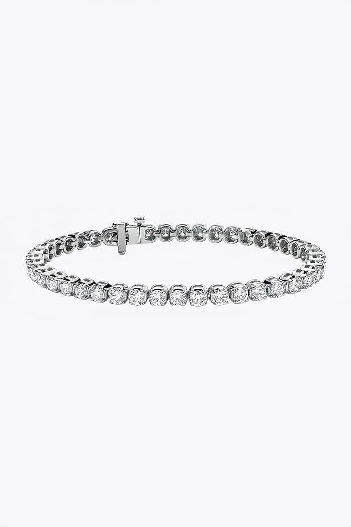 A stunning diamond tennis bracelet featuring a row of sparkling diamonds set in a delicate, elegant design