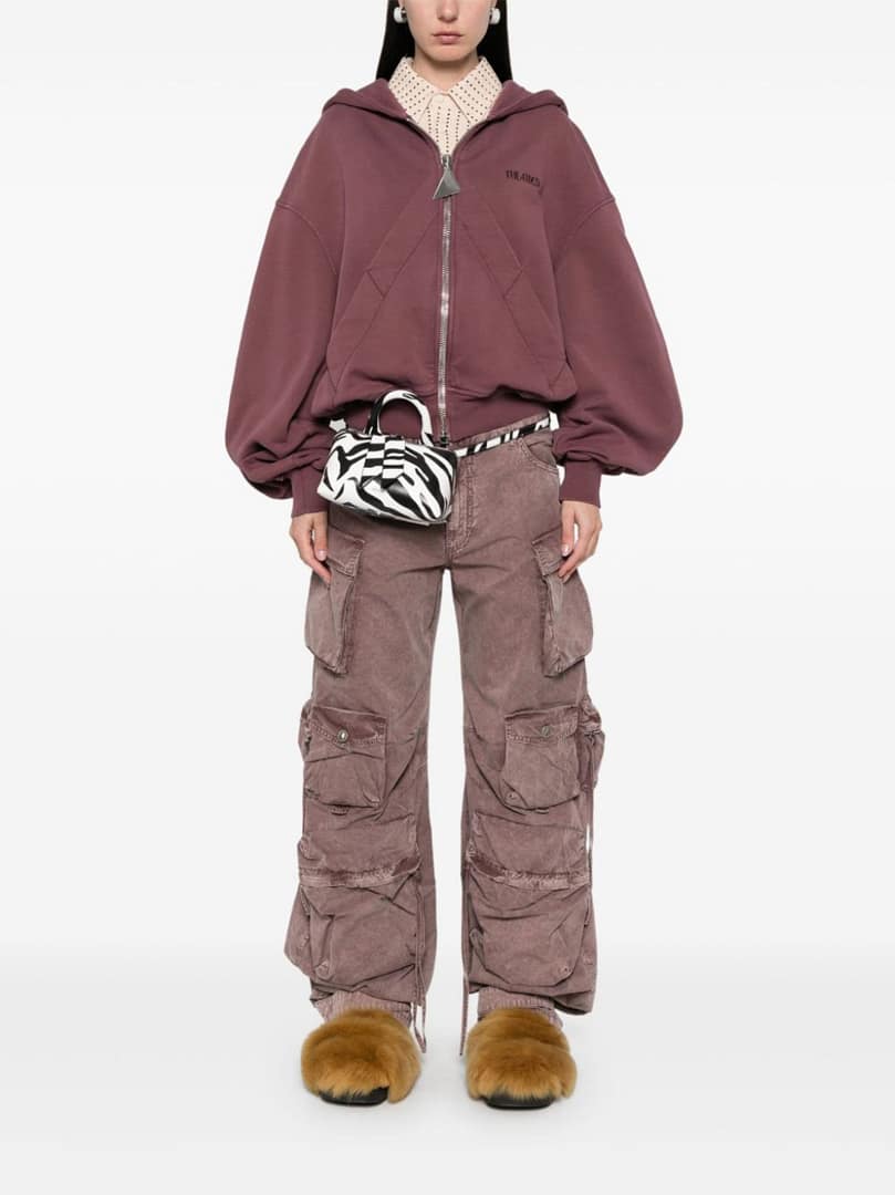 The Attico "Fern" Red and Burgundy Denim Long Pants