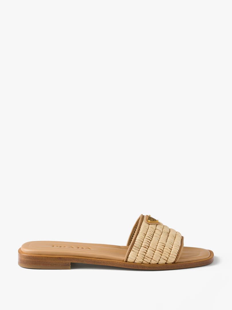 Prada Leather Slides with Crochet Details