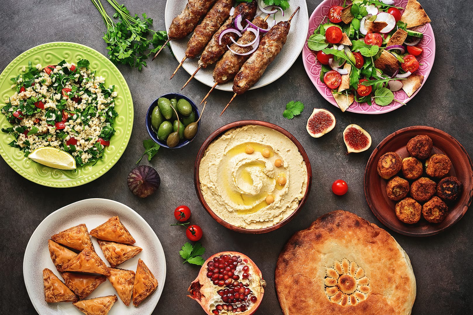 Traditional Middle Eastern of Arabic dinner table