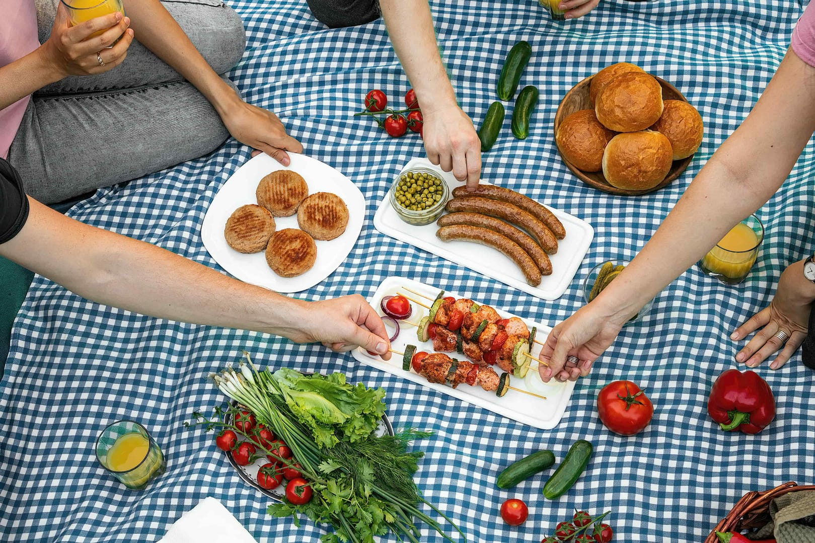 Summer picnic food with friends
