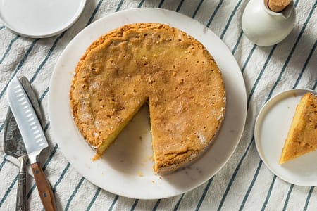 Olive oil cake on a plate