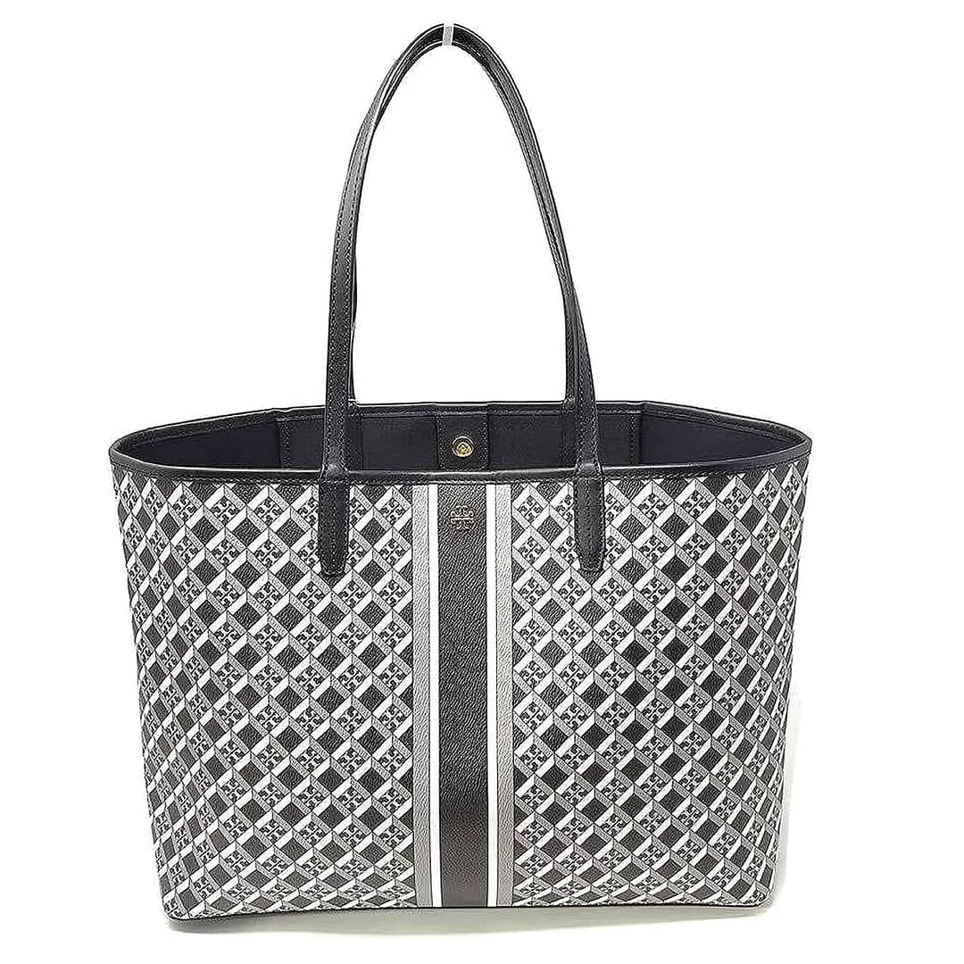Tory Burch Black Geo Logo Tote Bag