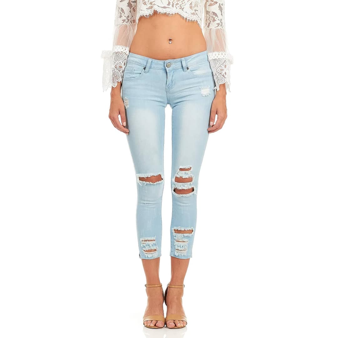 Cover Girl Distressed Low-Rise Skinny Jeans