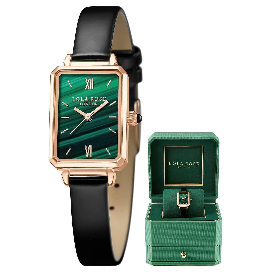 Lola Rose Gemstone Inspiration Genuine Leather Strap Watch