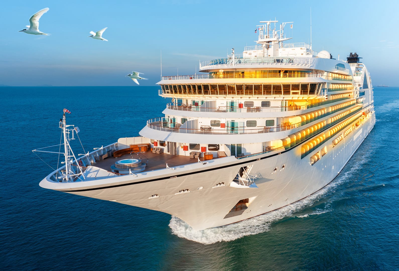 Cruise Liners beautiful white cruise ship above lux