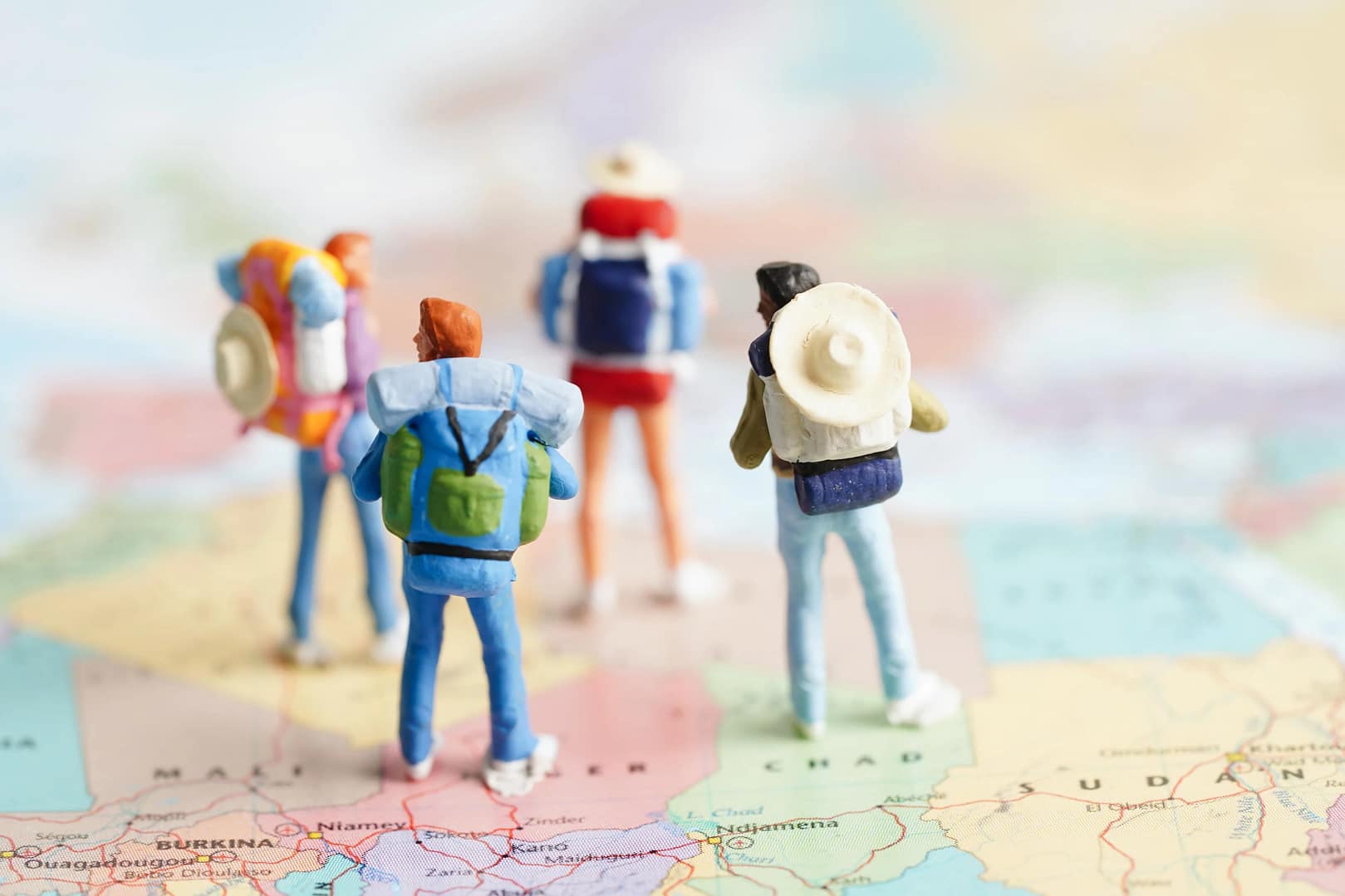 Business people rushing and going on a long trip for a work meeting at office